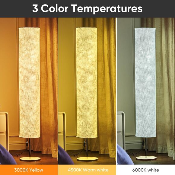 RGB Floor Lamp 60 inch Soft Light Tyvek Shade Remote Control 3 Color Modes LED - Picture 7 of 8